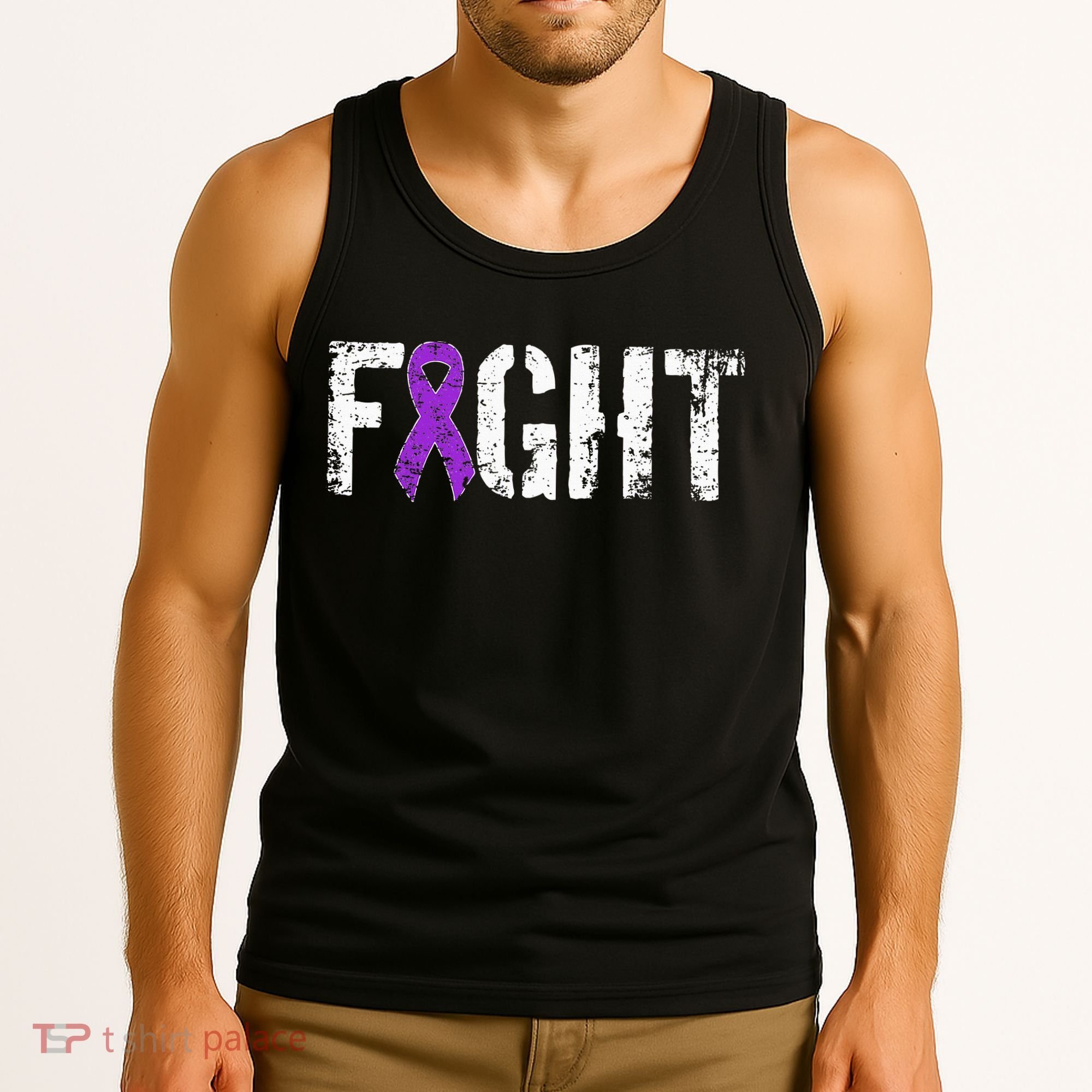 Fight Pancreatic Cancer Military Style Awareness Ribbon Tank Top