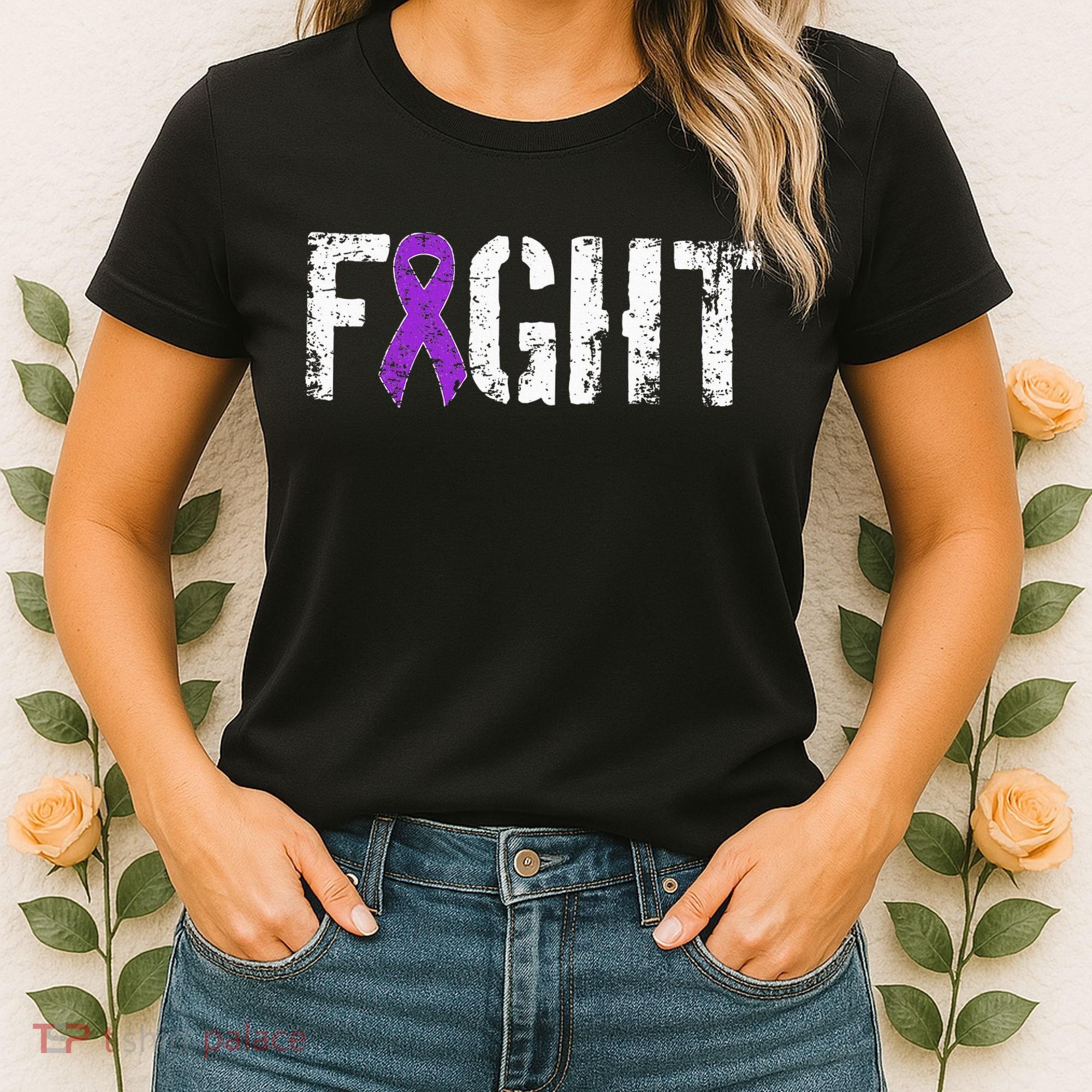 Fight Pancreatic Cancer Military Style Awareness Ribbon Women's T-Shirt
