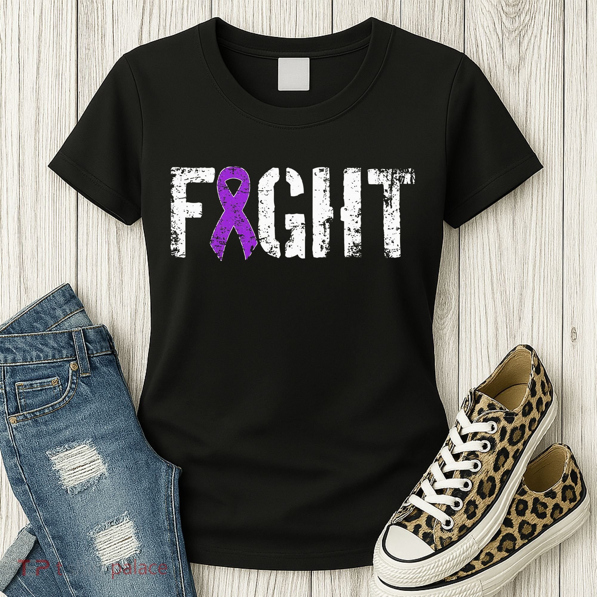 Fight Pancreatic Cancer Military Style Awareness Ribbon Women's T-Shirt