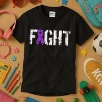 Fight Pancreatic Cancer Military Style Awareness Ribbon Kids T-Shirt thumb 3