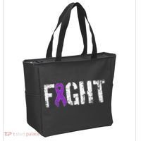 Fight Pancreatic Cancer Military Style Awareness Ribbon Tote Bag thumb 2