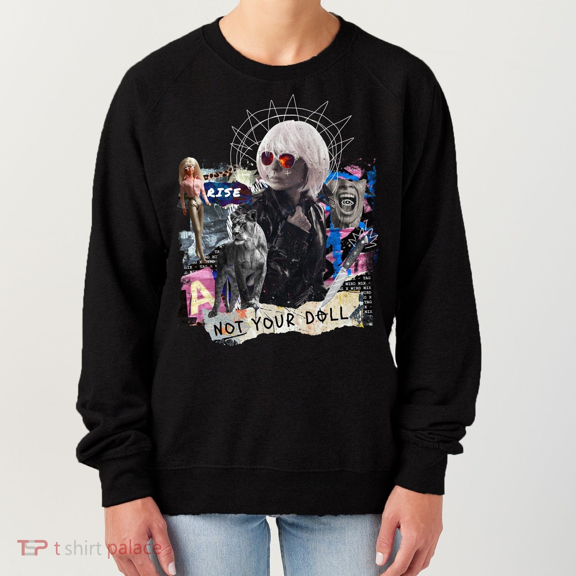 Feminist Punk Collage Not Your Doll Women's Sweatshirt
