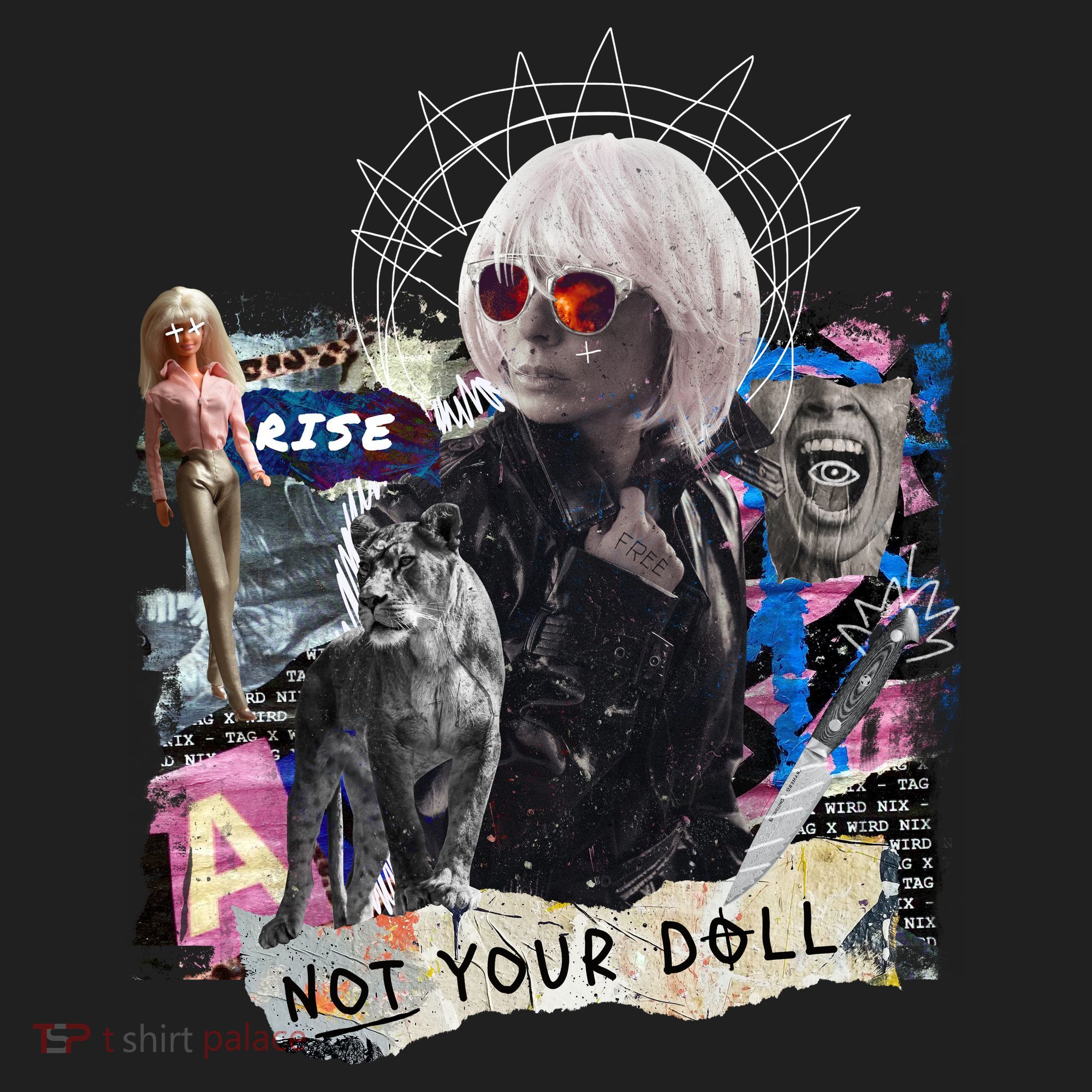 Feminist Punk Collage Not Your Doll Women's Sweatshirt