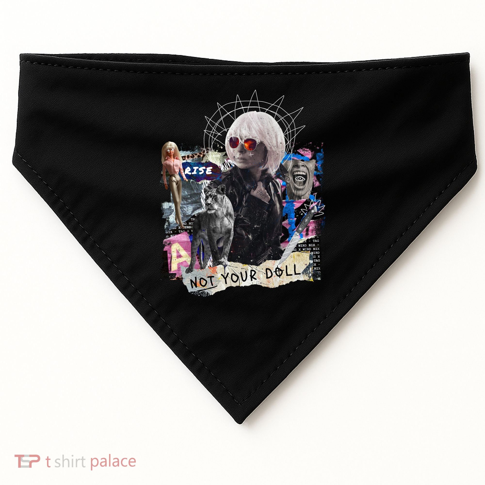 Feminist Punk Collage Not Your Doll USA-Made Doggie Bandana