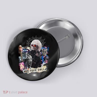 Feminist Punk Collage Not Your Doll Button