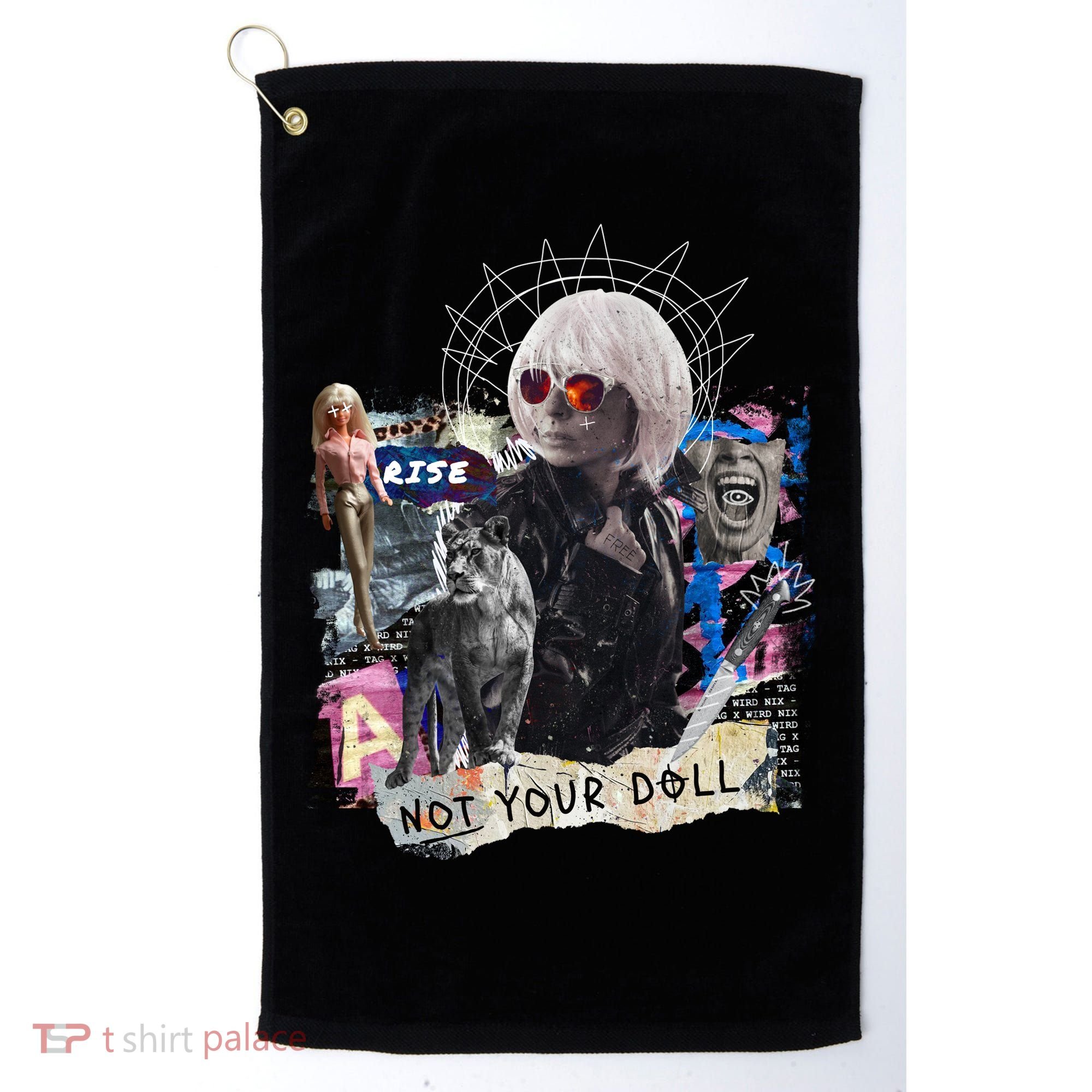 Feminist Punk Collage Not Your Doll Golf Towel