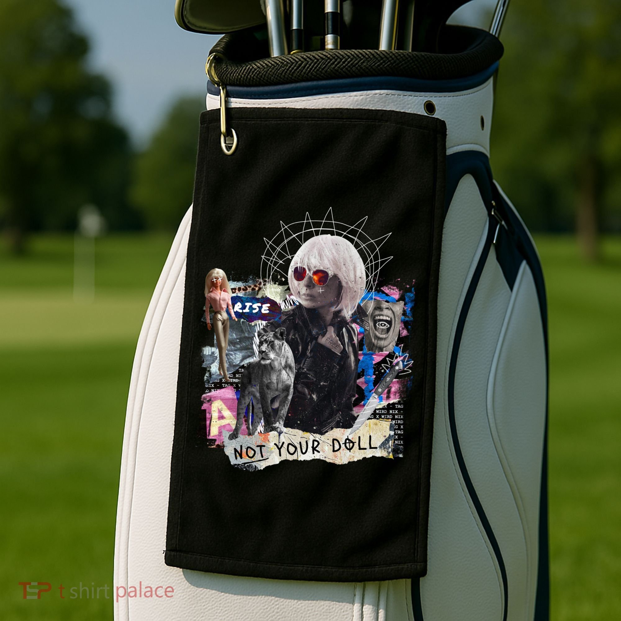 Feminist Punk Collage Not Your Doll Golf Towel