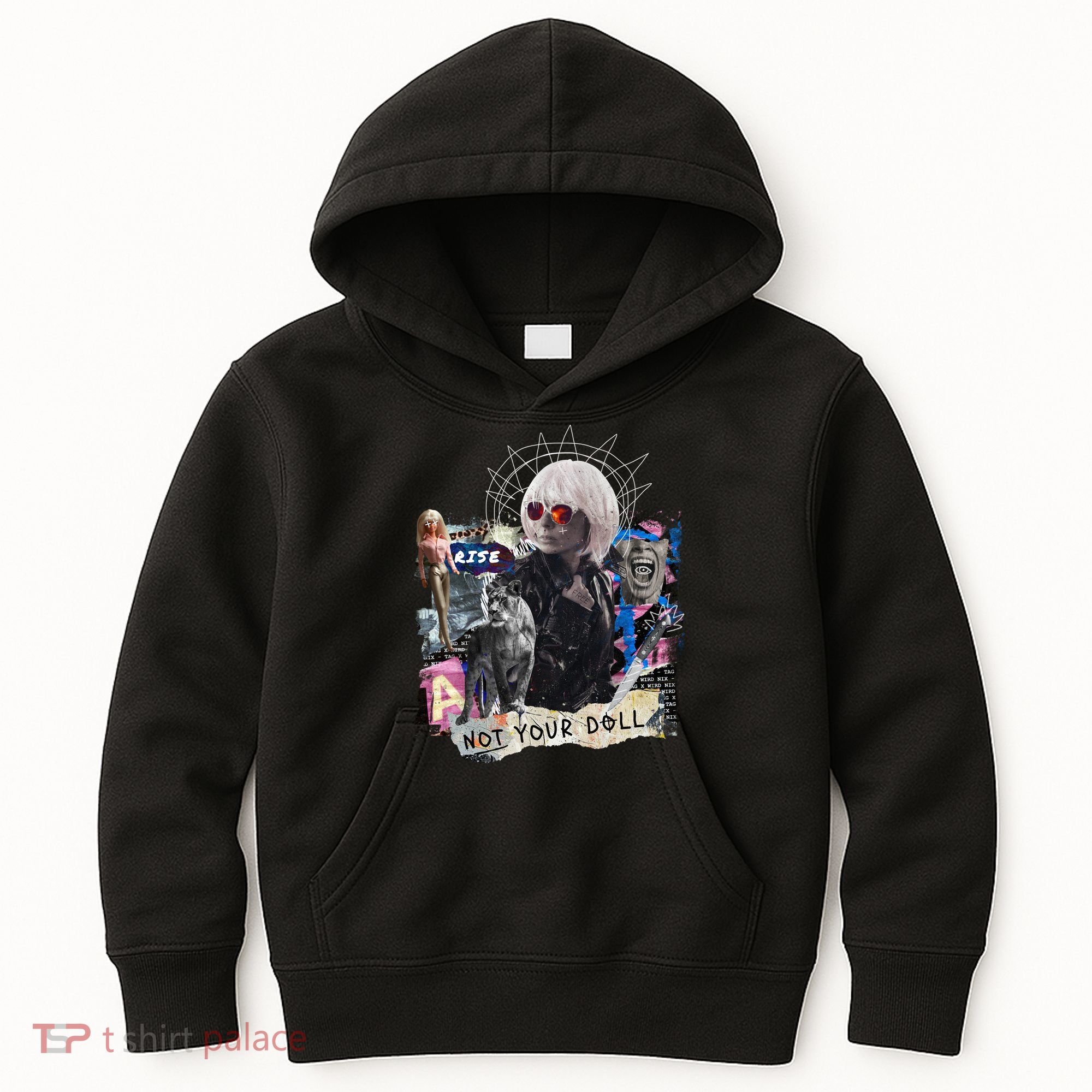 Feminist Punk Collage Not Your Doll Kids Hoodie
