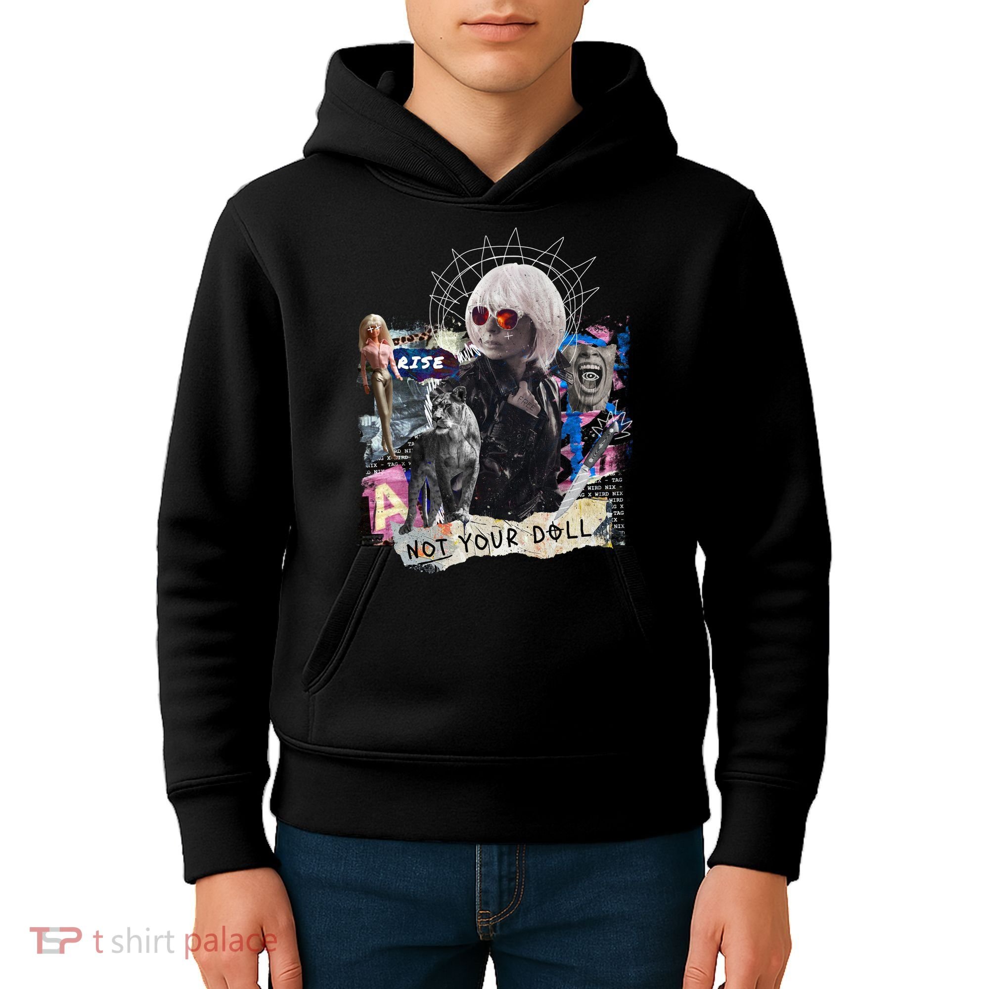 Feminist Punk Collage Not Your Doll Kids Hoodie