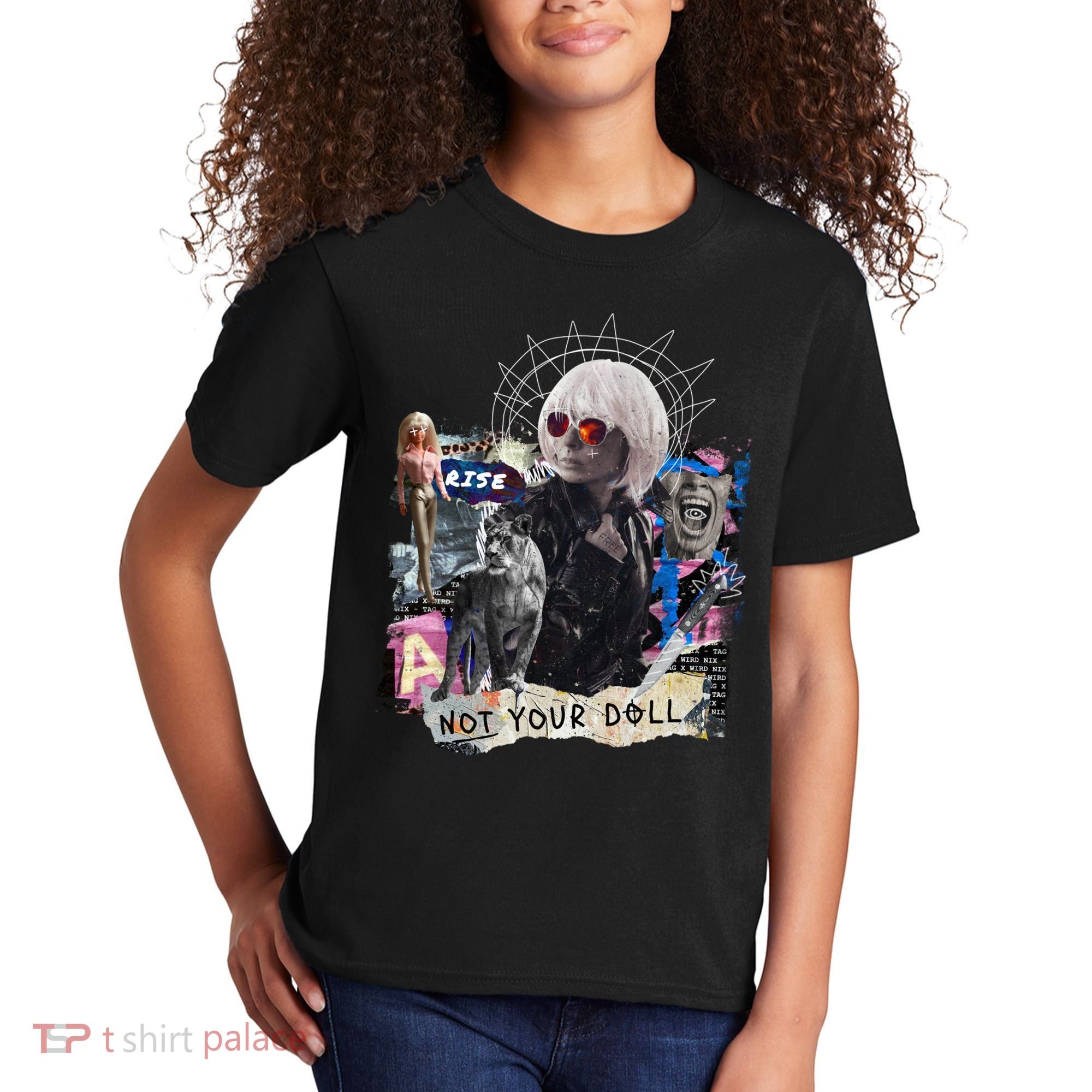Feminist Punk Collage Not Your Doll Kids T-Shirt