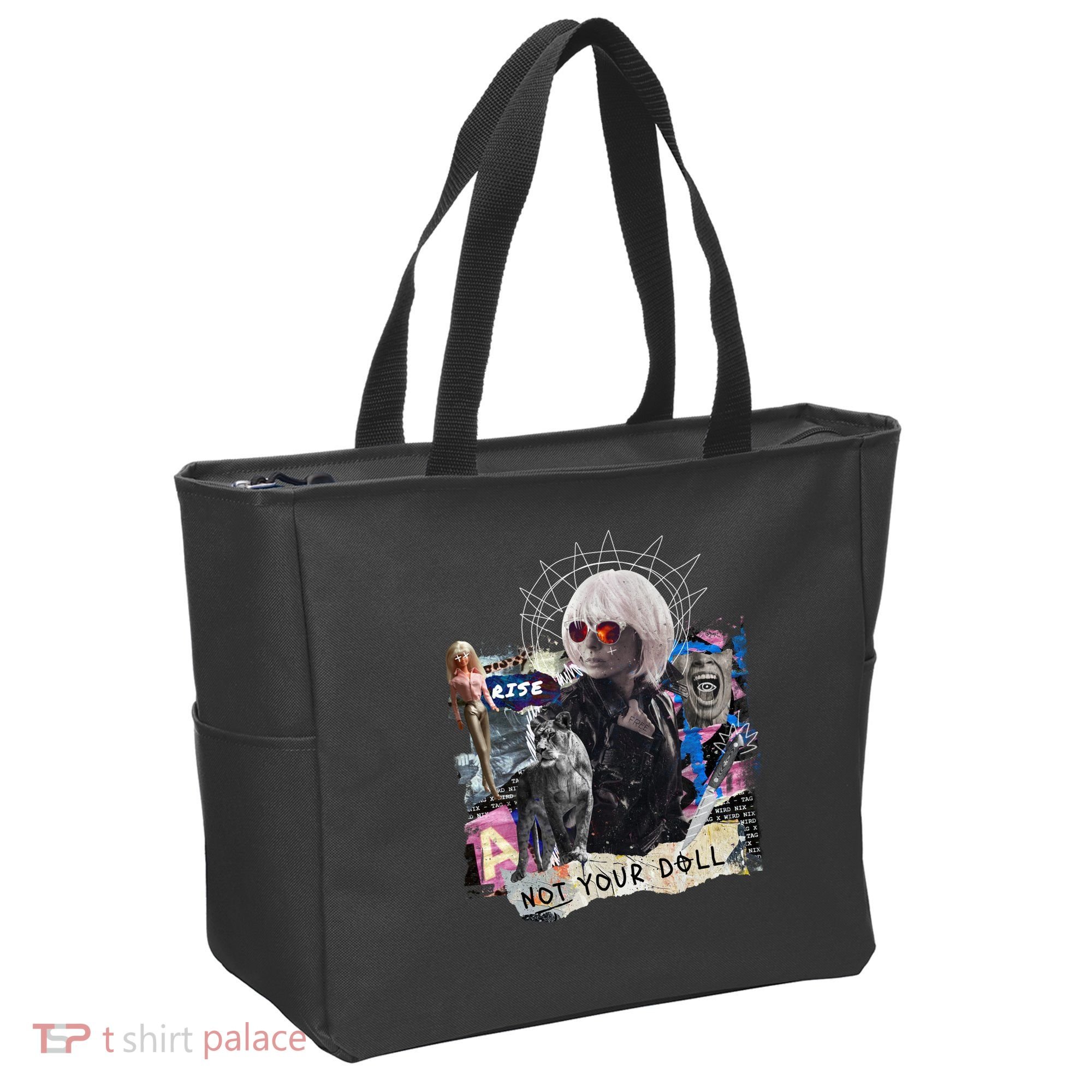 Feminist Punk Collage Not Your Doll Tote Bag