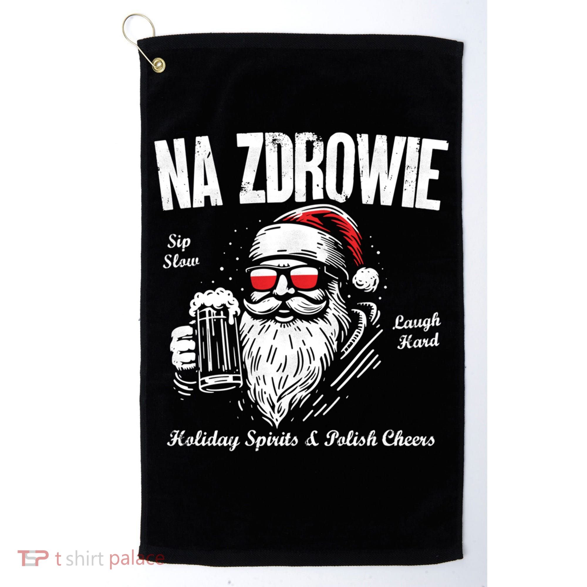 Funny Polish Christmas Santa Cool Na Zdrowie Poland Beer Meaningful Gift Golf Towel