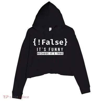 False Programmer Coding Code Coder Software Crop Fleece Hoodie