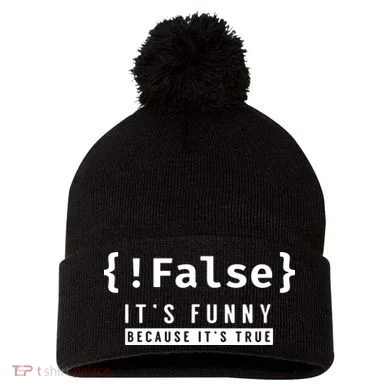 False Programmer Coding Code Coder Software Pom Pom 12in Knit Beanie