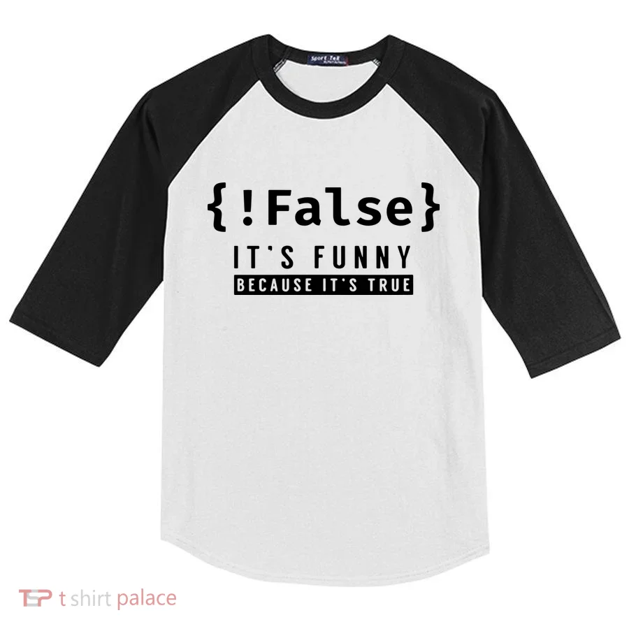 False Programmer Coding Code Coder Software Kids Colorblock Raglan Jersey