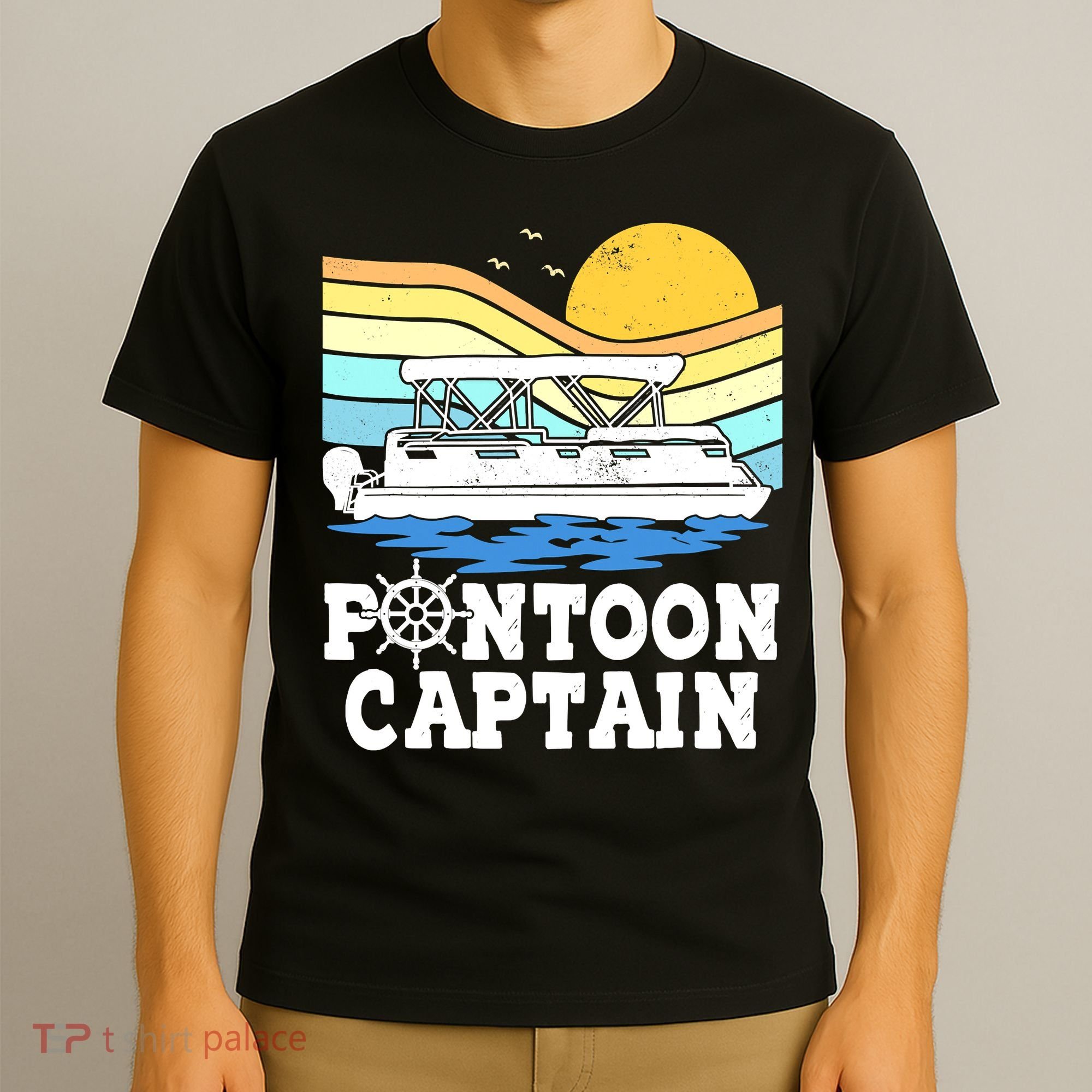 Funny Pontoon Captain Vintage Pontoon Boat T-Shirt