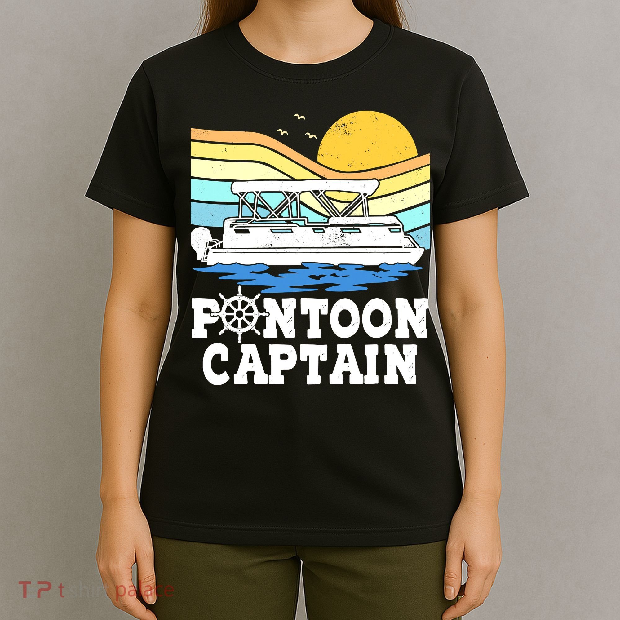 Funny Pontoon Captain Vintage Pontoon Boat T-Shirt