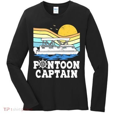 Funny Pontoon Captain Vintage Pontoon Boat Women's Long Sleeve Shirt