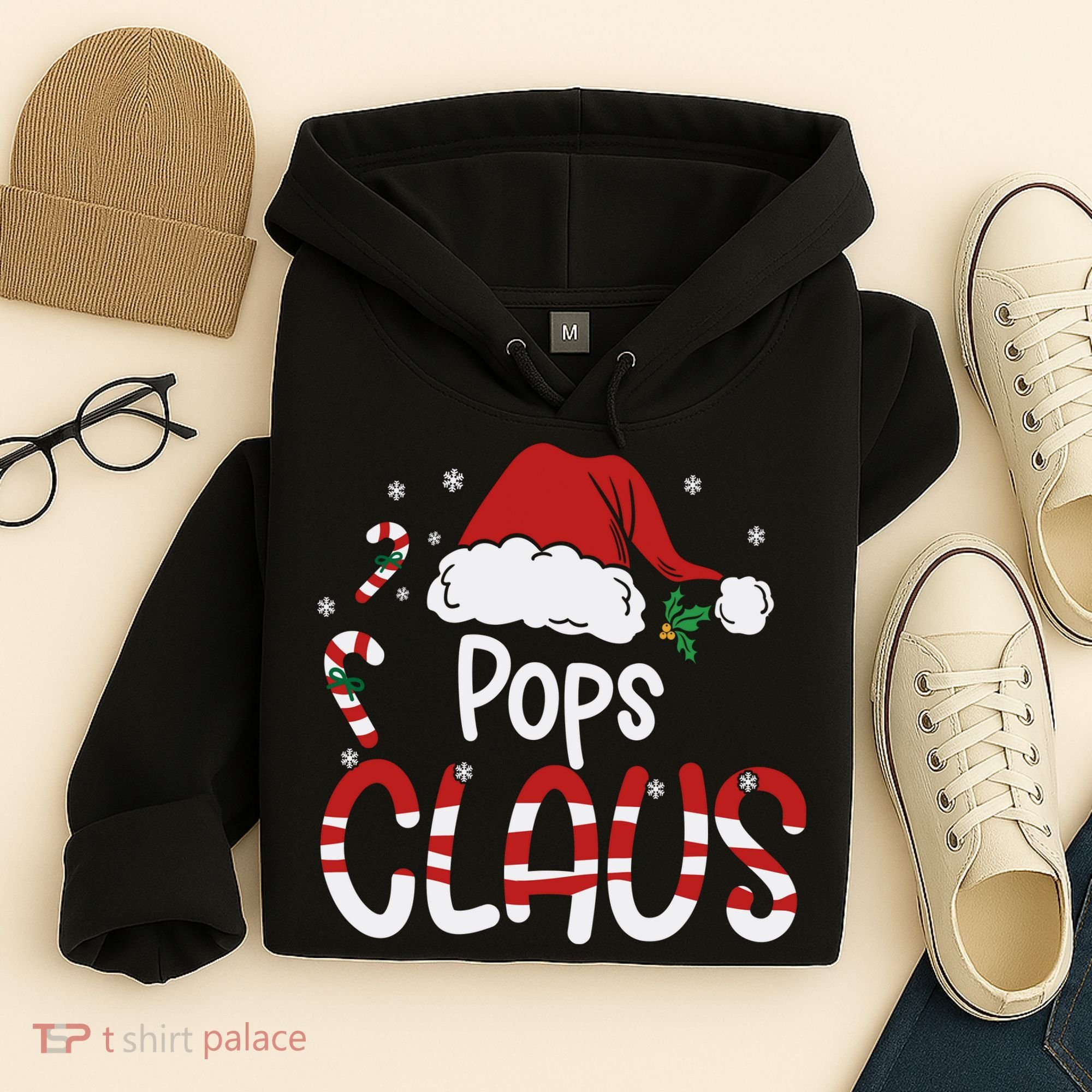 Funny Pops Claus Christmas Pajamas Santa Hat Costume Hoodie