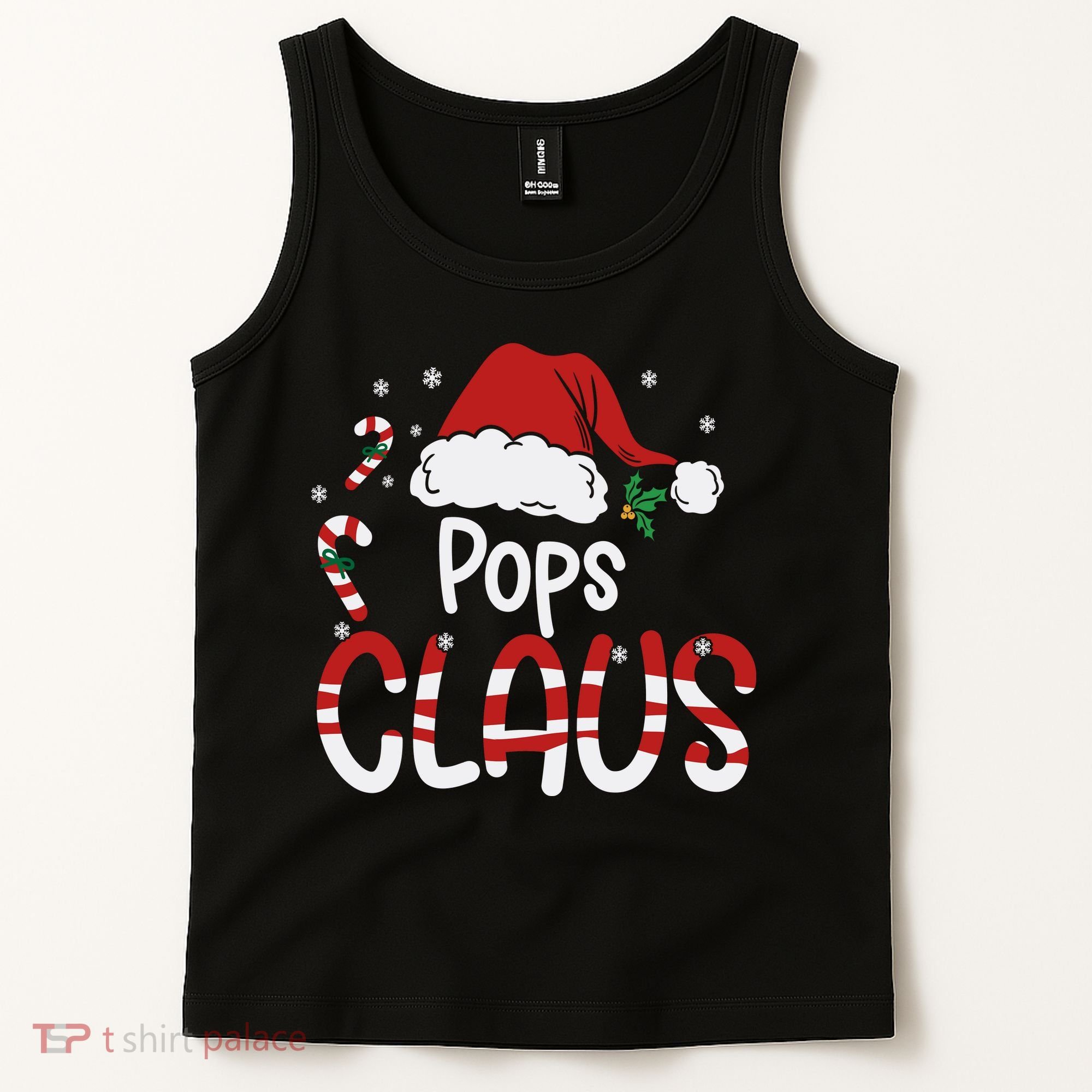 Funny Pops Claus Christmas Pajamas Santa Hat Costume Tank Top