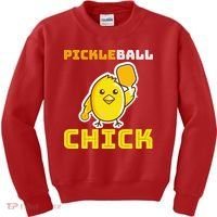 Funny Pickleball Chick Kids Sweatshirt thumb 0