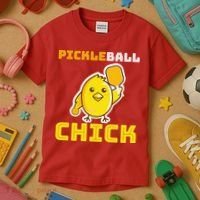 Funny Pickleball Chick Kids T-Shirt thumb 3