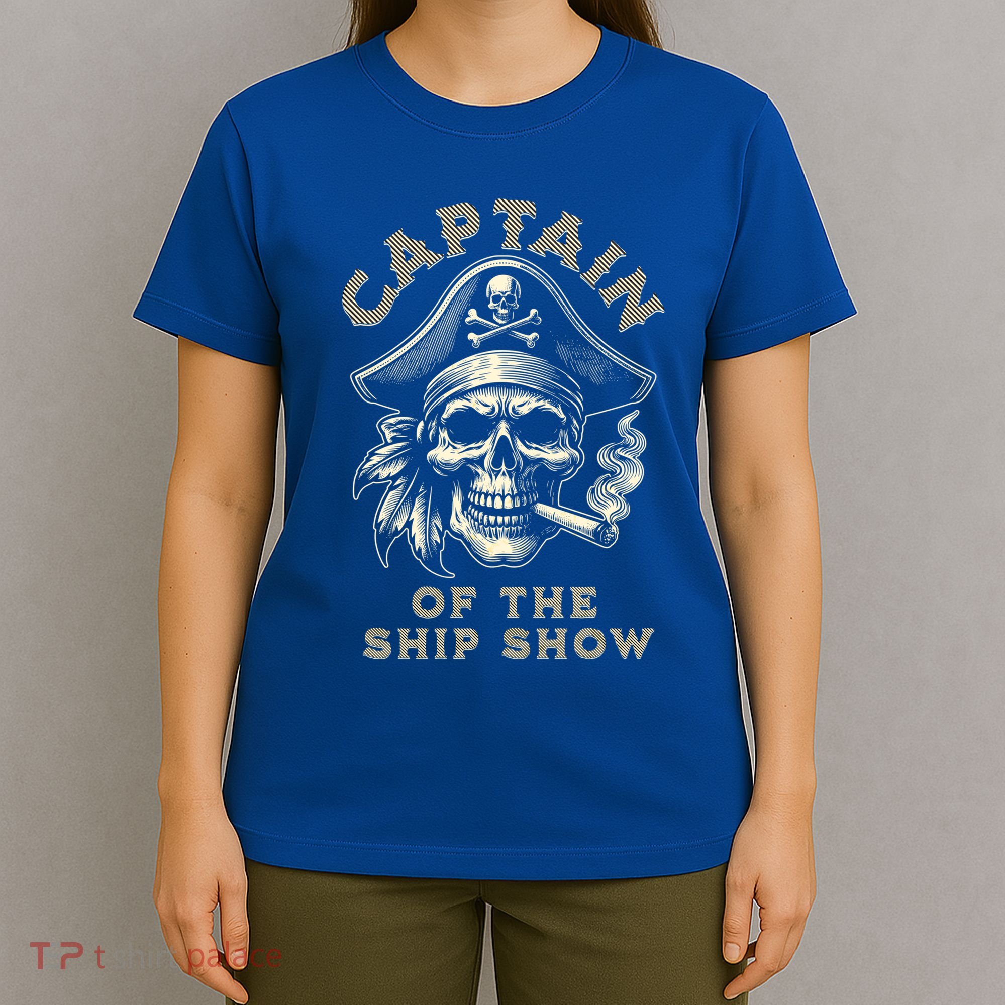 Funny Pontoon Captain Motor Boat Dad Pirate Graphic Gift T-Shirt