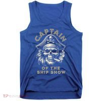 Funny Pontoon Captain Motor Boat Dad Pirate Graphic Gift Tank Top thumb 0