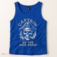 Funny Pontoon Captain Motor Boat Dad Pirate Graphic Gift Tank Top thumb 2