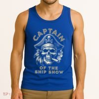Funny Pontoon Captain Motor Boat Dad Pirate Graphic Gift Tank Top thumb 3