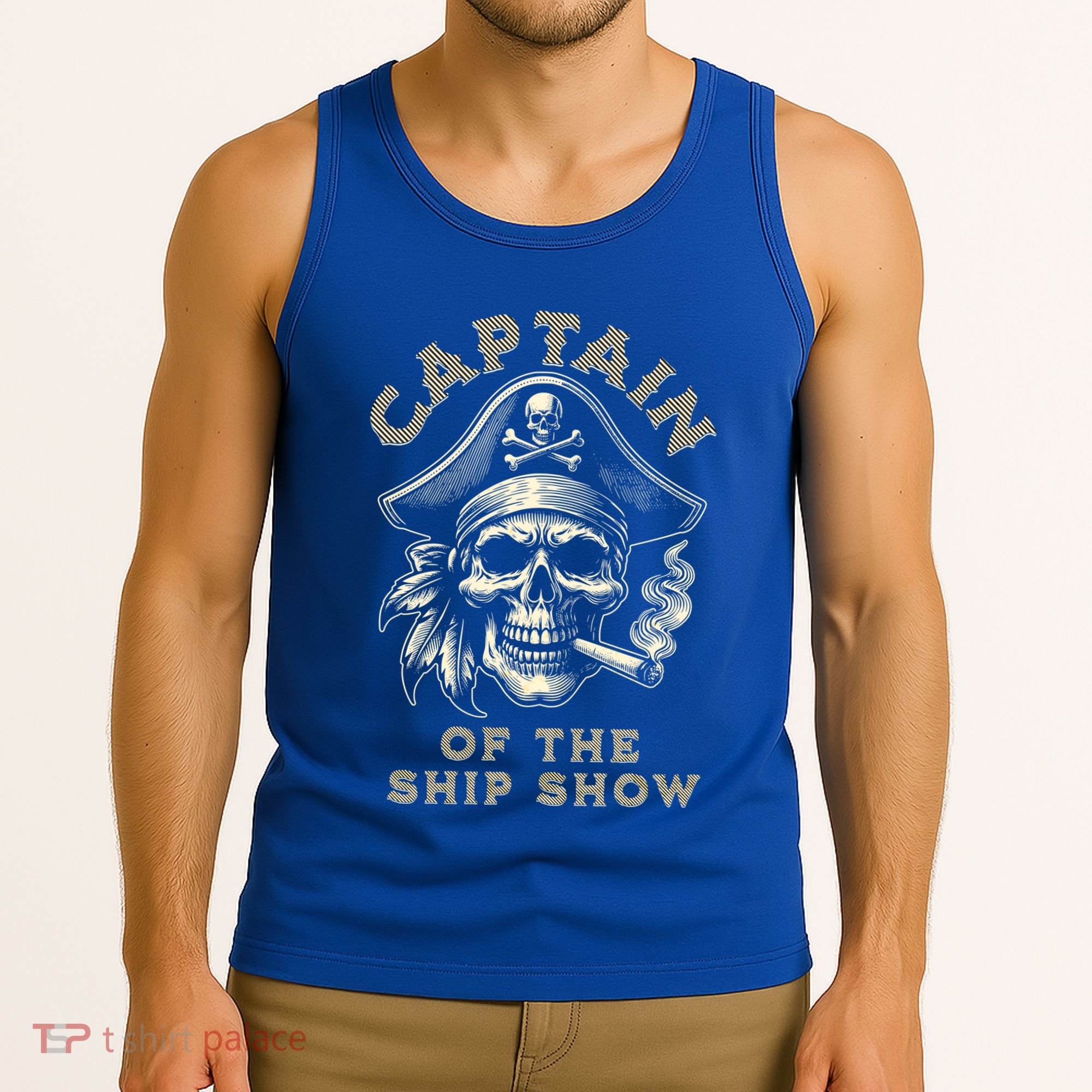 Funny Pontoon Captain Motor Boat Dad Pirate Graphic Gift Tank Top