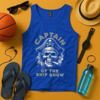 Funny Pontoon Captain Motor Boat Dad Pirate Graphic Gift Tank Top thumb 4