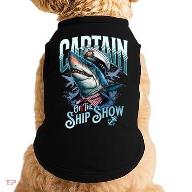 Funny Pontoon Captain Motor Boat Dad Shark Graphic Gift Doggie Tank