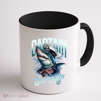 Funny Pontoon Captain Motor Boat Dad Shark Graphic Gift Coffee Mug thumb 1
