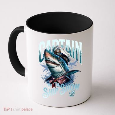 Funny Pontoon Captain Motor Boat Dad Shark Graphic Gift Coffee Mug