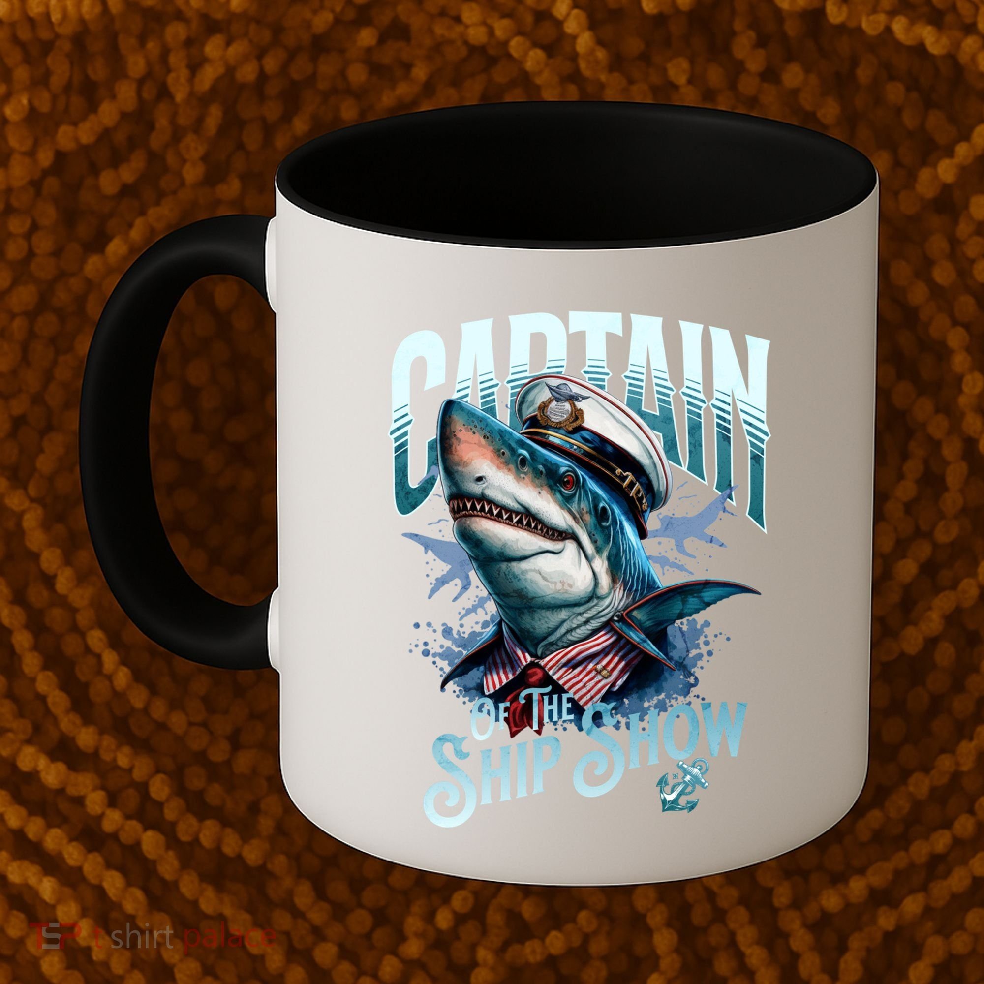 Funny Pontoon Captain Motor Boat Dad Shark Graphic Gift Coffee Mug
