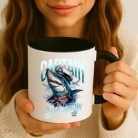 Funny Pontoon Captain Motor Boat Dad Shark Graphic Gift Coffee Mug thumb 3