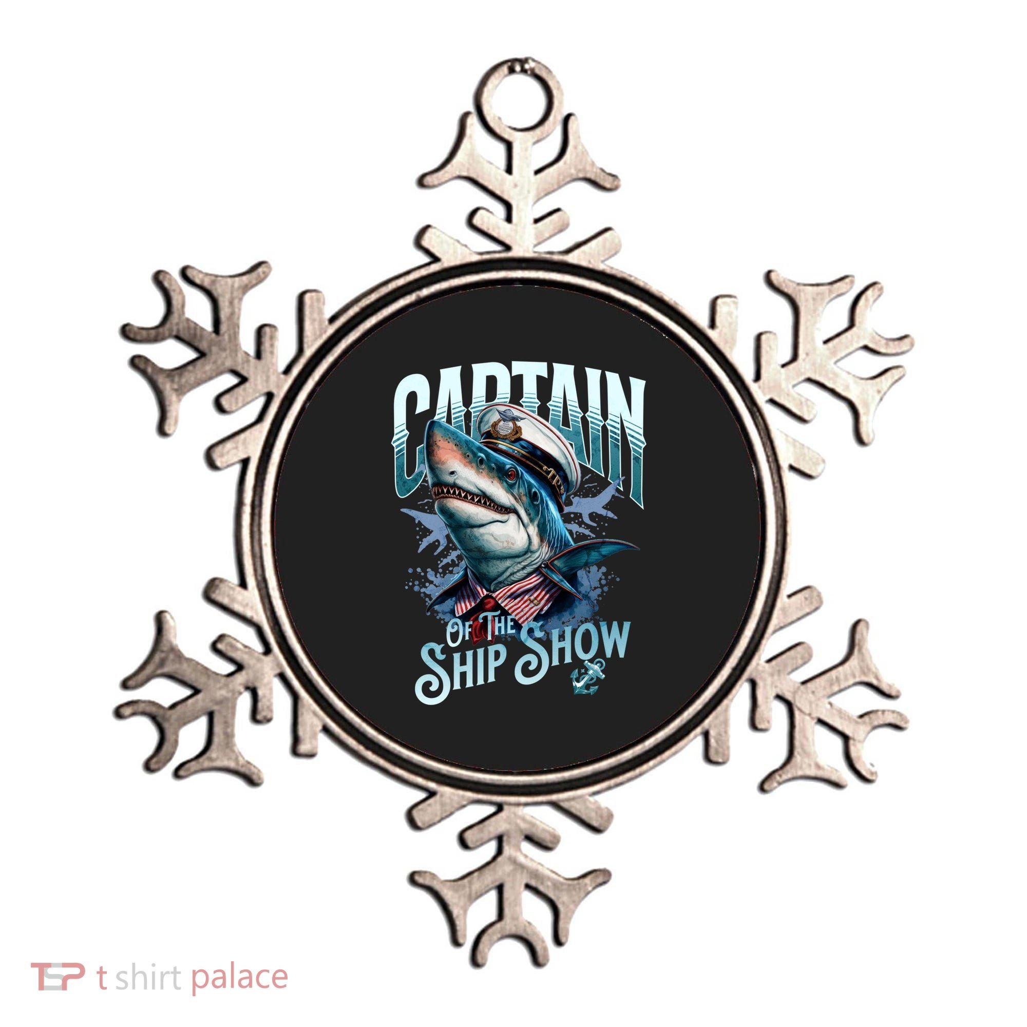 Funny Pontoon Captain Motor Boat Dad Shark Graphic Gift Ornament