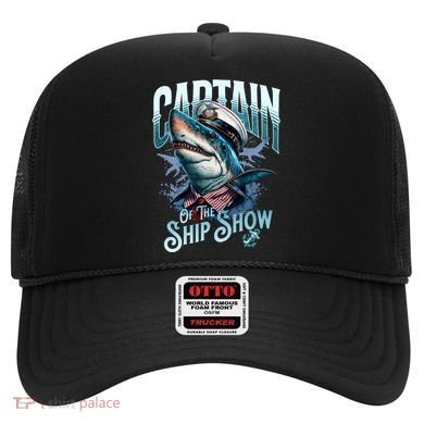 Funny Pontoon Captain Motor Boat Dad Shark Graphic Gift Hat