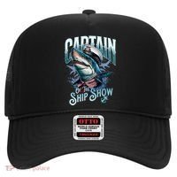 Funny Pontoon Captain Motor Boat Dad Shark Graphic Gift Hat thumb 0