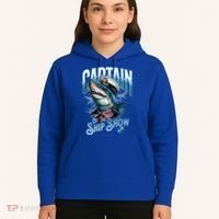 Funny Pontoon Captain Motor Boat Dad Shark Graphic Gift Hoodie thumb 5