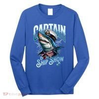 Funny Pontoon Captain Motor Boat Dad Shark Graphic Gift Long Sleeve Shirt thumb 0