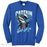 Funny Pontoon Captain Motor Boat Dad Shark Graphic Gift Sweatshirt thumb 0
