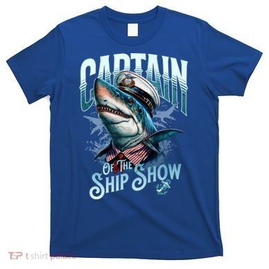 Funny Pontoon Captain Motor Boat Dad Shark Graphic Gift T-Shirt