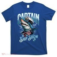 Funny Pontoon Captain Motor Boat Dad Shark Graphic Gift T-Shirt thumb 0