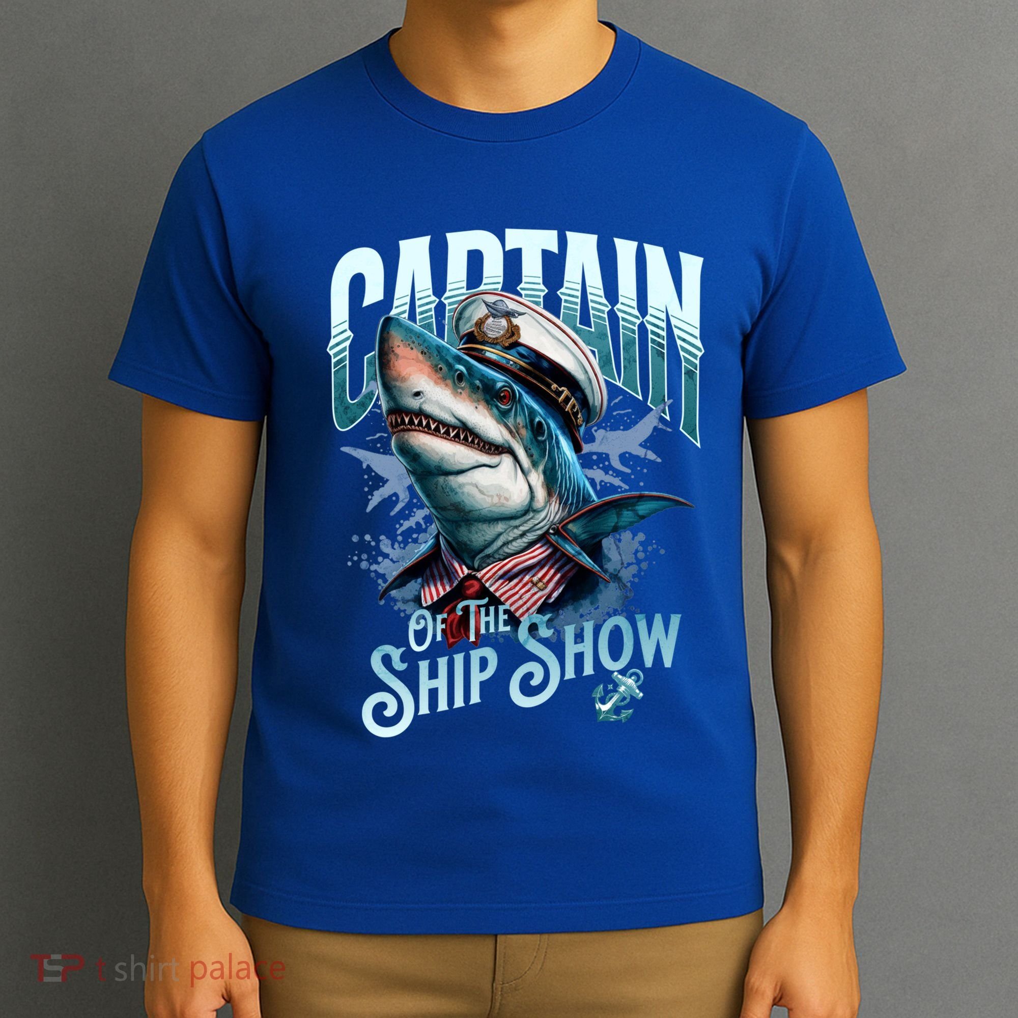 Funny Pontoon Captain Motor Boat Dad Shark Graphic Gift T-Shirt