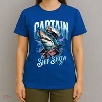 Funny Pontoon Captain Motor Boat Dad Shark Graphic Gift T-Shirt thumb 4