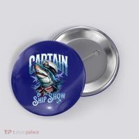 Funny Pontoon Captain Motor Boat Dad Shark Graphic Gift Button thumb 0