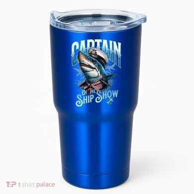 Funny Pontoon Captain Motor Boat Dad Shark Graphic Gift Tumbler
