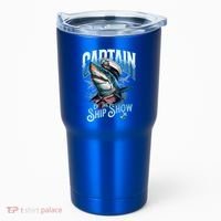 Funny Pontoon Captain Motor Boat Dad Shark Graphic Gift Tumbler thumb 0